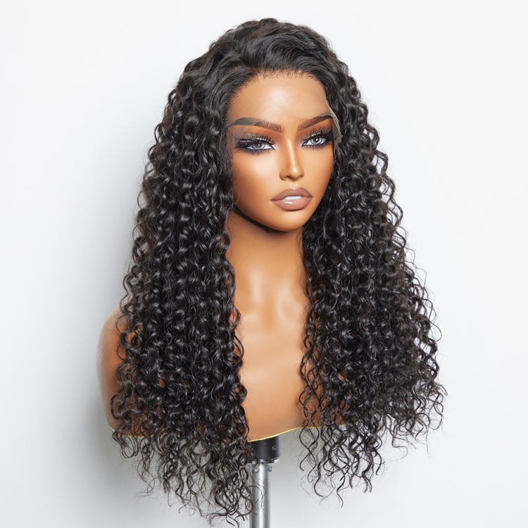 13x6 Glueless 3D Cap Pre-bleached Water Wave Transparent Lace Front Wig 150% Density