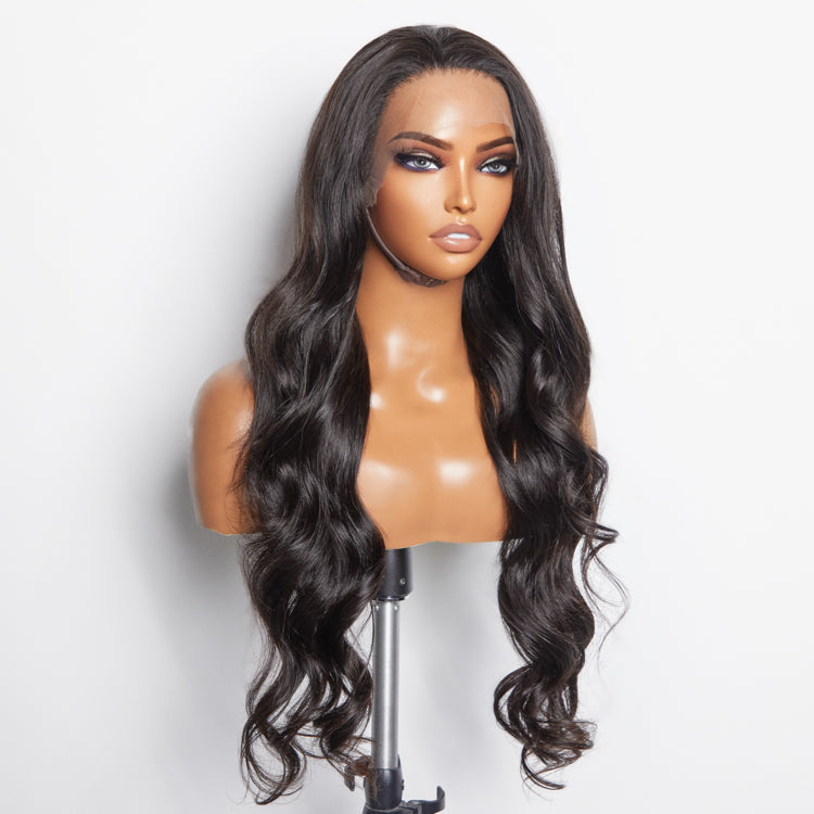 13x6 Glueless 3D Cap Pre-bleached Body Wave Transparent Lace Front Wig 150% Density