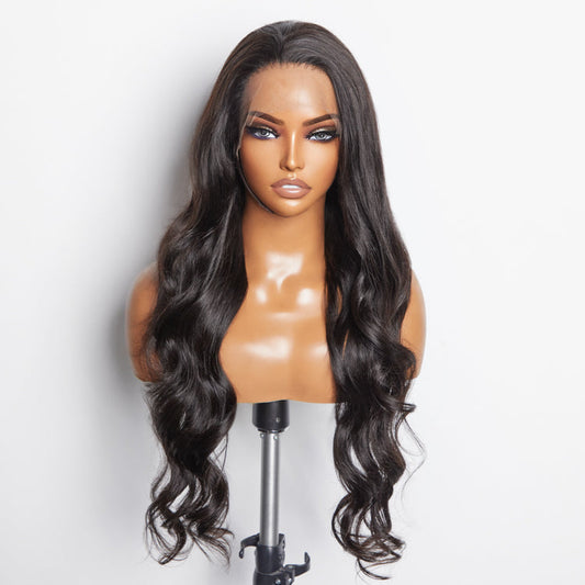 13x6 Glueless 3D Cap Pre-bleached Body Wave Transparent Lace Front Wig 150% Density