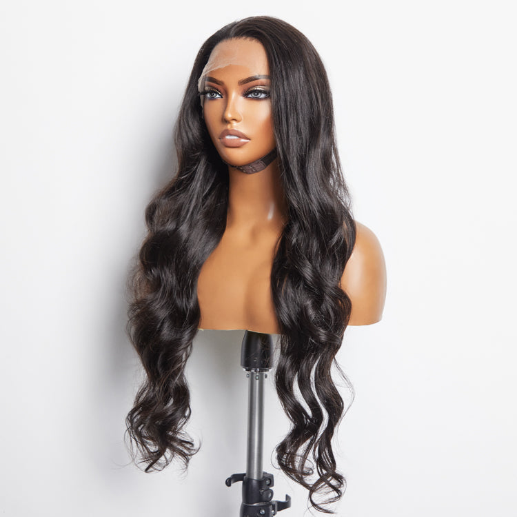 13x6 Glueless 3D Cap Pre-bleached Body Wave Transparent Lace Front Wig 150% Density