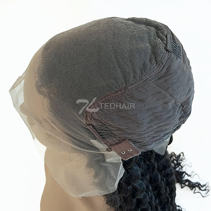 13x6 Glueless 3D Cap Pre-bleached Deep Curly Transparent Lace Front Wig 150% Density