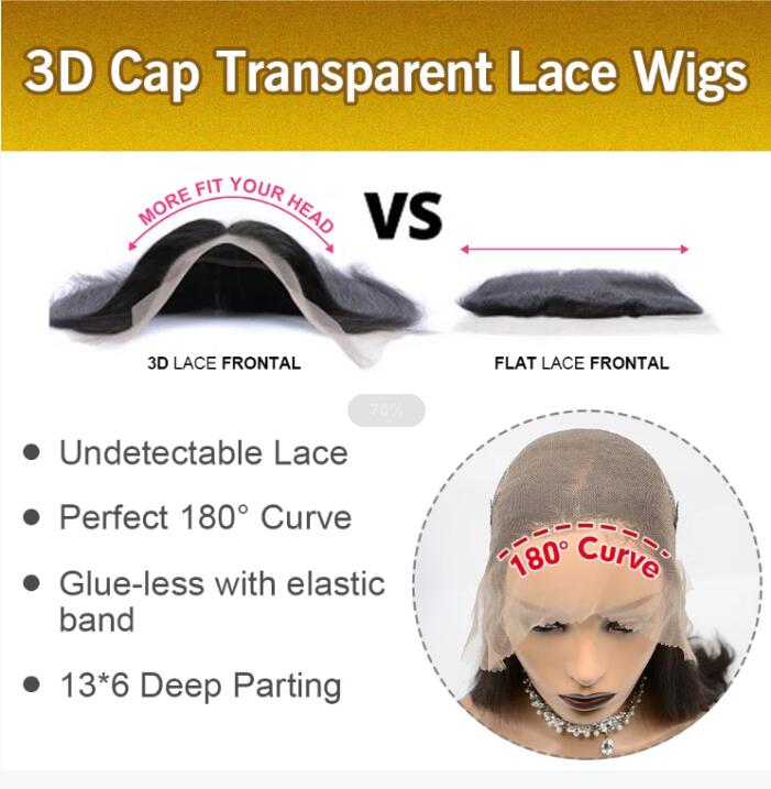 13x6 Glueless 3D Cap Pre-bleached Body Wave Transparent Lace Front Wig 150% Density