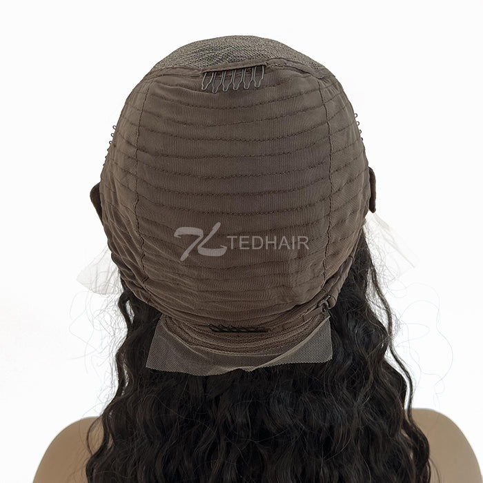 13x6 Glueless 3D Cap Pre-bleached Water Wave Transparent Lace Front Wig 150% Density