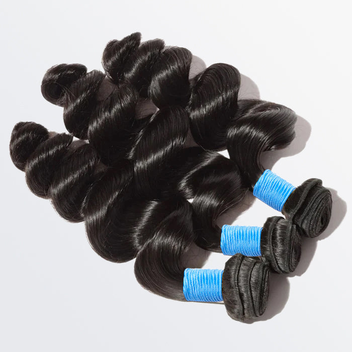 10-30 Inch Loose Wavy Virgin Brazilian Hair #1B Natural Black