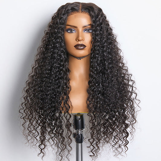 18-26inch #1B Deep Wavy 5x5 HD Front Lace Wig 180% Density