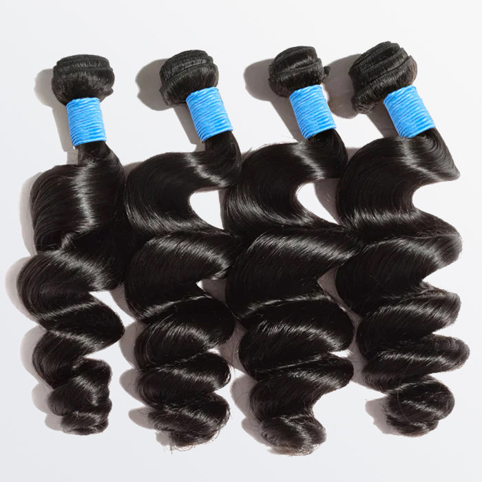 10-30 Inch Loose Wavy Virgin Brazilian Hair #1B Natural Black