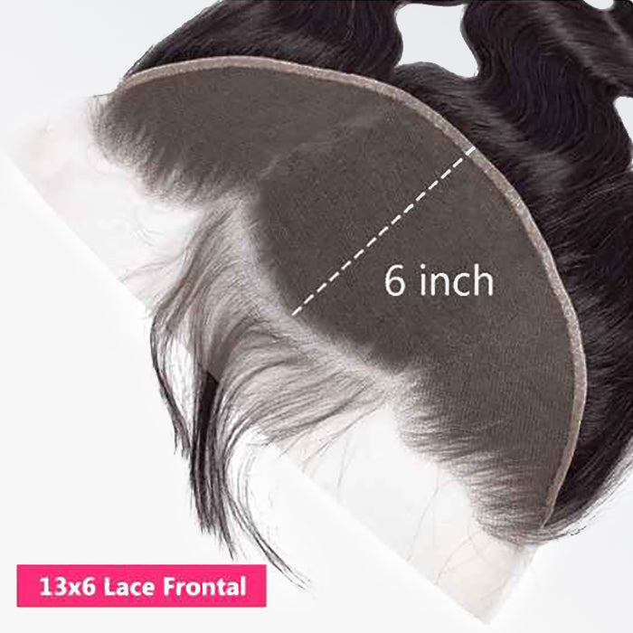 14-20 Inch 13" x 6" HD Body Wavy Free Parted Frontal #1B Natural Black