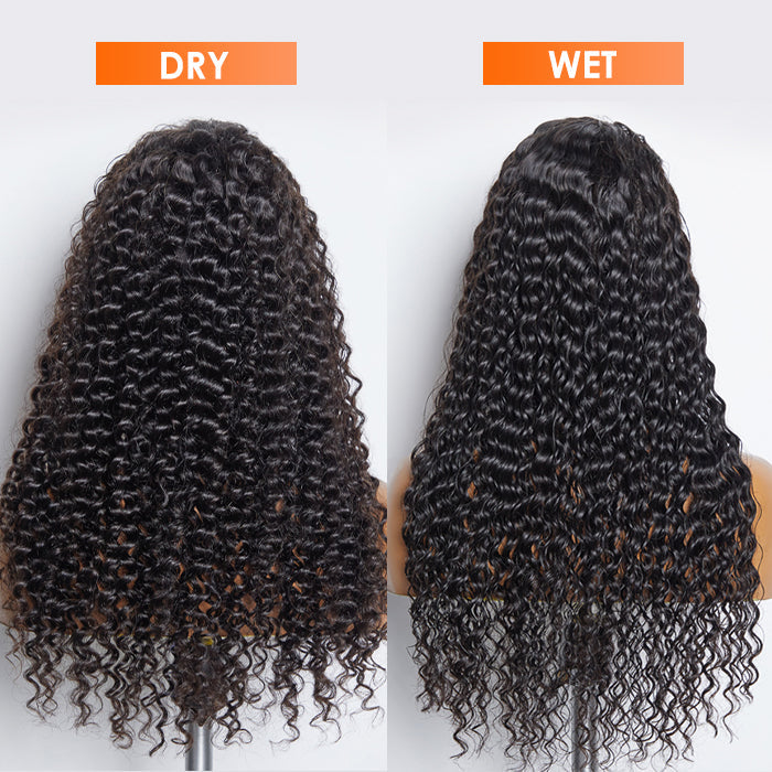 13x6 Glueless 3D Cap Pre-bleached Deep Curly Transparent Lace Front Wig 150% Density