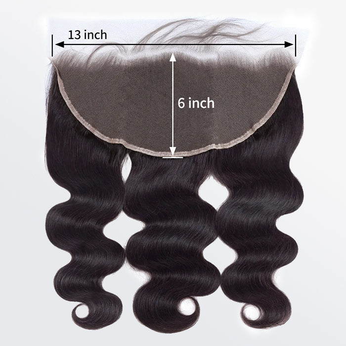 14-20 Inch 13" x 6" HD Body Wavy Free Parted Frontal #1B Natural Black