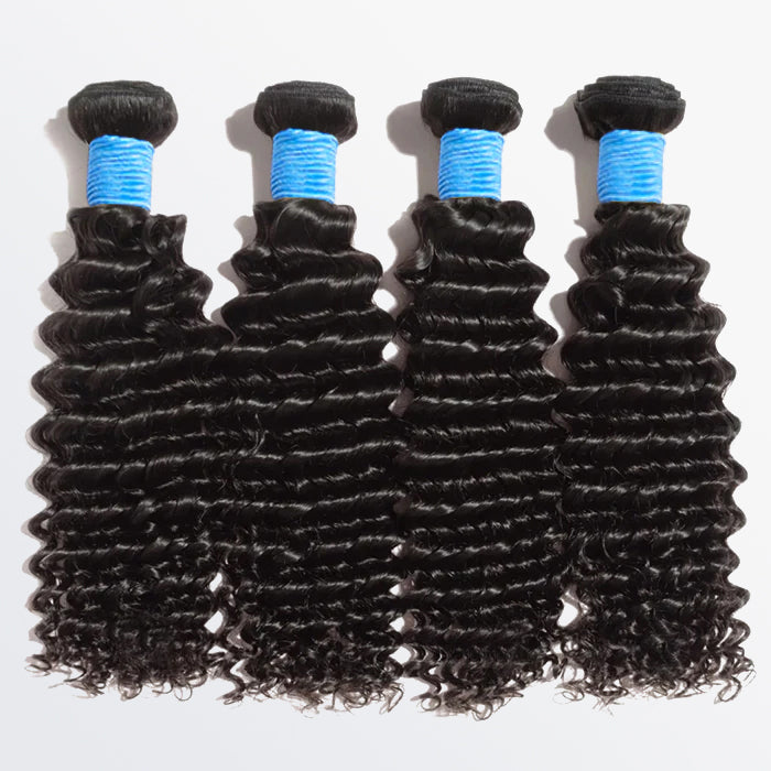 10-30 Inch Deep Curly Virgin Brazilian Hair #1B Natural Black